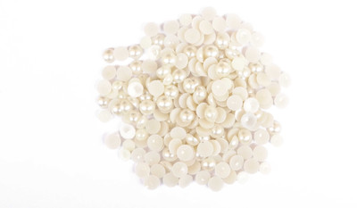 

Shubh 12 mm (1.2 cm) Half Cut Pearls (moti) ,used in Dresses, Jewellery Formation, Scrap Booking, Wedding Trays Making, Arts and Crafts- Set of 200 Beads