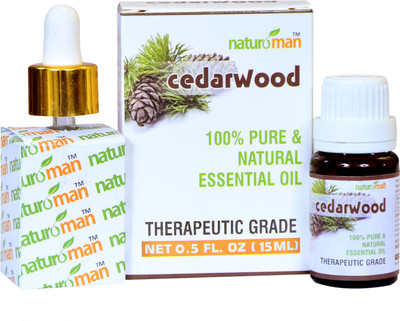 Naturoman Cedar Wood Pure and Natural Essential Oil for Soothe dry Scalp, Cough Relief & Therapeutic Grade(15 ml)