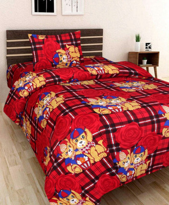 Modern Home 140 TC Polyester Single 3D Printed Flat Bedsheet(Pack of 1, Multicolor)