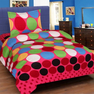 Dua Dreams Decor 140 TC Cotton Single Printed Flat Bedsheet(Pack of 1, Multicolor)