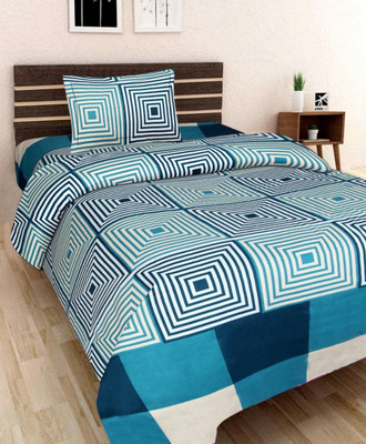 Dua Dreams Decor 140 TC Cotton Single Printed Flat Bedsheet(Pack of 1, Multicolor)