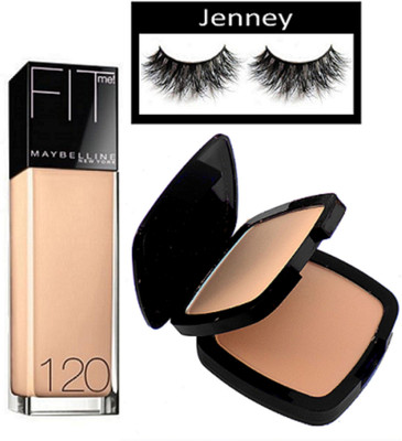 

jenney Eyelashes, Maybelline New York Fit Me Foundation, Two Way Compact(Set of 3)