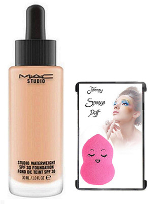 

jenney Sponge Puff, Mac Studio Waterweight Spf 30 Foundation(Set of 2)