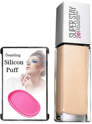

Dazzling Silicon Puff & Mayblline super Stay 24H Foundation(Set of 2)