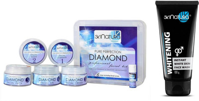 

Skinatura Pure Perfection Diamond Professional Facial Kit (310 g) & Instant Whitening Face Wash with Cool Menthol Face Wash (100 g)(Set of 2)