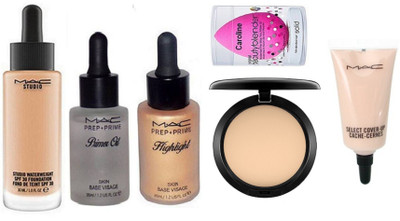 

caroline Sponge Puff, Watertweight Foundation, compact, Prep+prime Highlighter, Select cover-up & Prime Oil Prime(Set of 6)