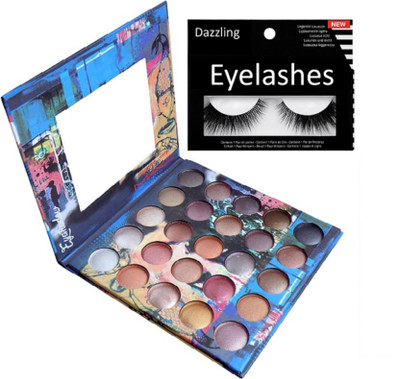 

dazzling Eyelashes & Mac 25 shades eye shadow palette(Set of 2)