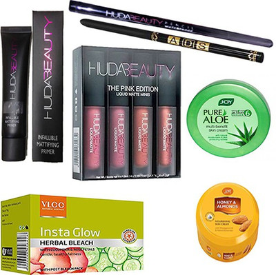

Joy Honey & Almonds (15 ml) & Aloe Creme (15 ml), Vlcc Insta Glow Herbal Bleach (54 g), 4 Mini Lipstick, 2 Waterproof Eyeliner, 1 Primer (35 ml) Of Huda(Set of 7)
