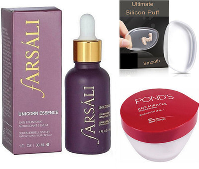 

Ultimate Silicon Puff With Purple Farsali & Pond's Age Miracle Day Cream(Set of 3)
