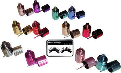 

Divas Beauty Eyelashes, Mirror Nail Polish (Pack Of 12)(Set of 13)