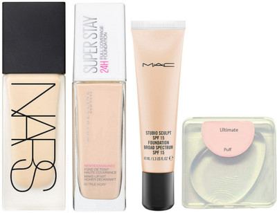 

Ultimate silicon puff, Mac studio sculpt, super stay 24 h full coverage, Nars foundation(Set of 4)