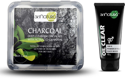

Skinatura Charcoal Deep Cleansing Professional Facial Kit (310 g) & Oil Control 100X Power DTOX Face Wash (100 g)(Set of 2)