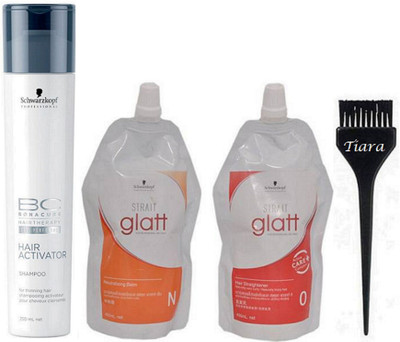 tiara Hair Brush, Schwarzkoof Strait Glatt N and O Set , BC Hair Activator(Set of 4)