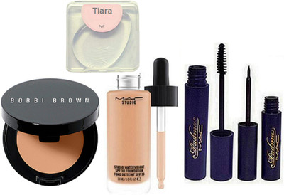 

tiara Silicon Puff , Mac Studio Water weight Foundation , Bobbi Brown Concealer , Padma Eyeliner & Mascara(Set of 5)