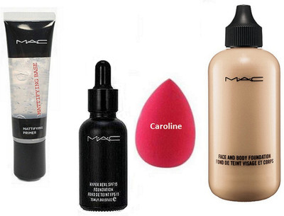 caroline Sponge Puff, face and body Foundation, Mattifying Base Primer & Hyper Real Foundation(Set of 4)