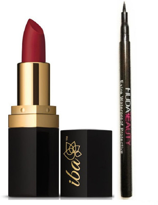 

iba halal care PURE LIPS LONG STAY MATTE LIPSTICK RUBY BLOSSOM WITH WATERPROOF EXTRA PROTECTIVE EYELINER PACK(Set of 2)