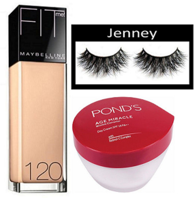 

jenney Eyelashes, Maybelline New York Fit Me Foundation, Ponds Age Miracle Wrinkle Corrector Cream(Set of 3)
