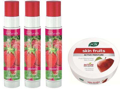

Avon Anew Three Herbal Strawberry Lip Balm Berry-Flavour (4.5 g) With one skin fruits moisturizing cream 15 ml(Set of 4)
