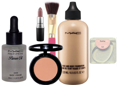 

DAZZLING Silicon puff with Mac Face&Body Foundation&Mac Blusher&Matte Finish Lipstick&Prep+Prime Primer Oil(Set of 6)