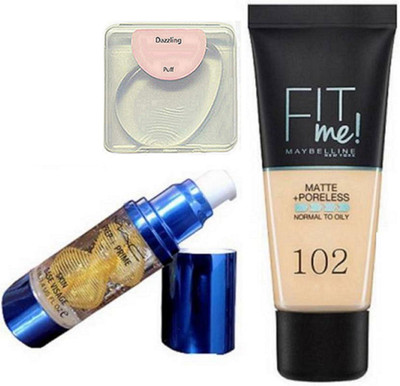 

Dazzling Silicon Puff With Fit me Matte+Poreless Foundation With Mac Prep+prime Primer (Set of 3)(Set of 3)