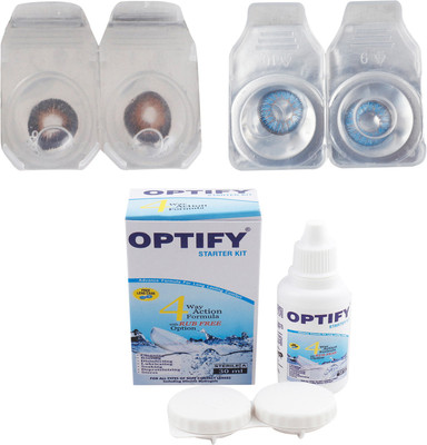 

Optify Combo Pack Monthly Color Contact Lens with Kit (OP-196-Brown-Blue-2) Monthly Contact Lens(1, Brown-Blue, Pack of 2)