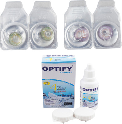 

Optify Combo Pack Monthly Color Contact Lens with Kit (OP-728-Green-Voilet-2) Monthly Contact Lens(1, Green-Voilet, Pack of 2)