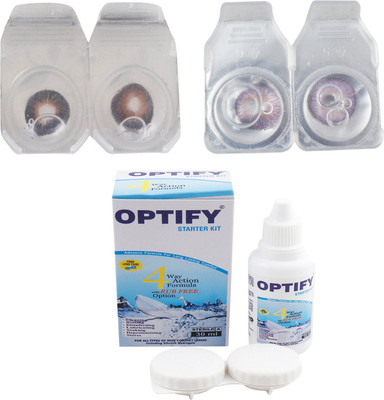 

Optify Combo Pack Monthly Color Contact Lens with Kit (OP-198-Brown-Voilet-2) Monthly Contact Lens(1, Brown-Voilet, Pack of 2)