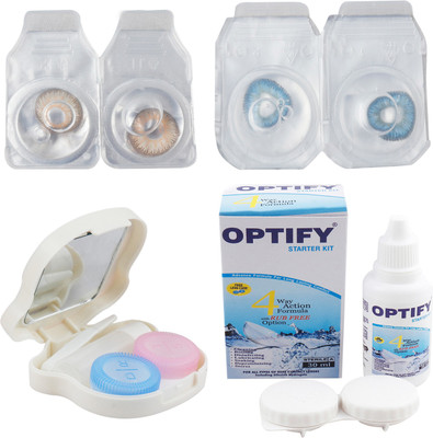 Optify Combo Pack Monthly Color Contact Lens (OP-502-Hazel-Blue-2) Monthly Contact Lens(1, Hazel-Blue, Pack of 2)