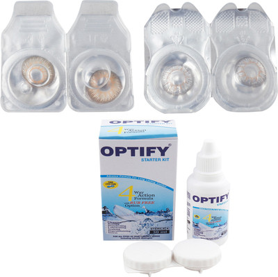 

Optify Combo Pack Monthly Color Contact Lens with Kit (OP-763-Brown-Grey-2) Monthly Contact Lens(1, Brown-Grey, Pack of 2)