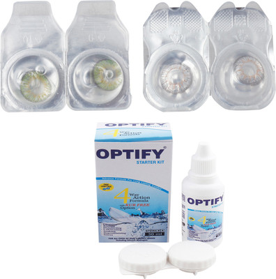

Optify Combo Pack Monthly Color Contact Lens with Kit (OP-740-Green-Grey-2) Monthly Contact Lens(1, Green-Grey, Pack of 2)