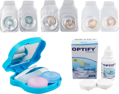 Optify Combo Pack Monthly Color Contact Lens (OP-519-Blue-Hazel-Honey-3) Monthly Contact Lens(1, Blue-Hazel-Honey, Pack of 3)
