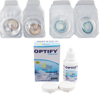 

Optify Combo Pack Monthly Color Contact Lens with Kit (OP-760-Brown-Blue-2) Monthly Contact Lens(1, Brown-Blue, Pack of 2)