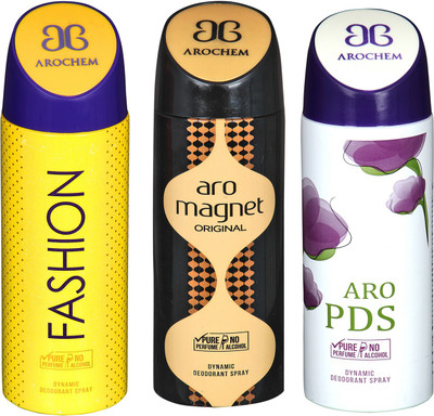 

arochem FISHION & ARO MEGNET & ARO PDS DEODORANT SPRAY Body Spray - For Men & Women(600 ml, Pack of 3)