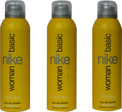 

Nike Basic Women Yellow (Pack of 3) Body Spray - For Women(600 ml, Pack of 3)