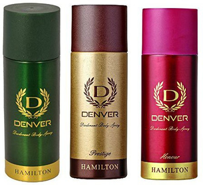 

Denver Hamilton, Deodorant Body Spray 165ML, Deo Prestige 165 ML, Honour Deodorant, 105g (Combo Pack)) Deodorant Spray - For Men(435 ml, Pack of 3)