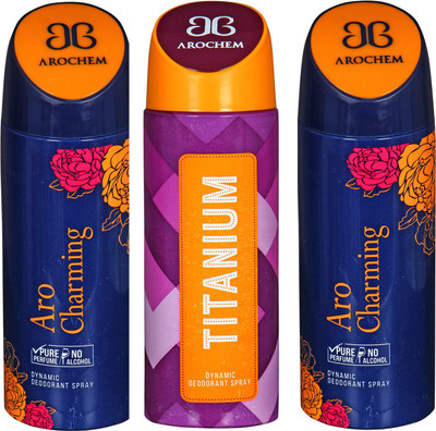

arochem ARO CHARMING & TITANIUM DEODORANT SPRAY Body Spray - For Men & Women(600 ml, Pack of 3)