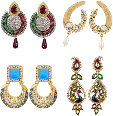 STYYLO FASHION Bollywood Style Cubic Zirconia, Pearl Alloy Earring Set
