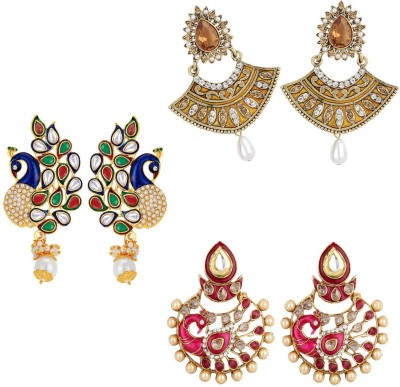 Bhana Jewells Latest Collection Cubic Zirconia, Pearl Alloy Drops & Danglers, Earring Set, Chandbali Earring