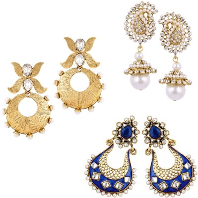 STYYLO FASHION Bollywood Diva Style Cubic Zirconia, Pearl Alloy Earring Set