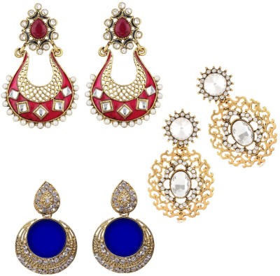 Jewels Capital Trendy Collection Cubic Zirconia, Pearl Alloy Drops & Danglers, Earring Set, Chandbali Earring