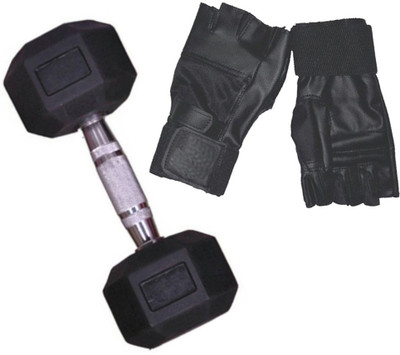

StepInnStore ''HI-QUALITY '' 1*KG (SINGLE PIECE) HEXAGONAL DUMBBELLS WITH LEATHER GYM GLOVES Gym & Fitness Kit