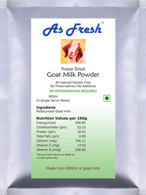 

As Fresh Freeze Dried Goat -80gm(4 sachets of 20gm each, Freeze Dried, Gluten Free, 100% Pure) Milk Powder(80 g, Pack of 4)