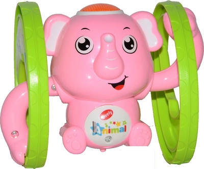 

Vibgyor Vibes Funny Key Operated Wind Up Light and Sound Rolling Elephant Toy - Pack of 1 (Multi Color)(Multicolor)