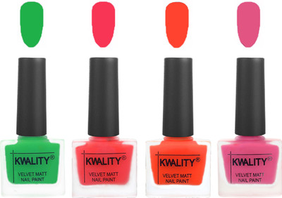 

Kwality Velvet Dull Matte Posh Shades Party Girl Range Nail Polish Sets Green,Pink Mania,Candy Orange,Pink Mania(Pack of 4)