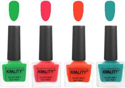 

Kwality Velvet Dull Matte Posh Shades Party Girl Range Nail Polish Sets Green,Pink Mania,Candy Orange,Sea Green(Pack of 4)