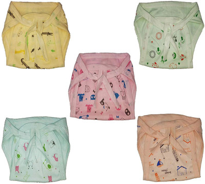 

Baby Shopiieee Premium Quality-100% Cotton, Super Soft And Skin Friendly Fabric - Reusable Padded Diaper Nappies, Langot For New Born Babies - Pack of 5 (3-6 Months) (Multicolor + Multiprint) CLP-1017
