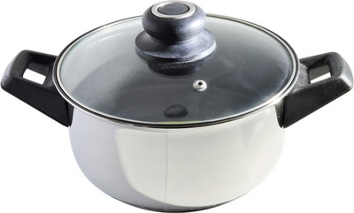 Black Diamond Stainless Steel Nonstick with Toughened Glass Lid (SNC24) Heavy Quality Pot 3500 L with Lid(Stainless Steel, Non-stick)