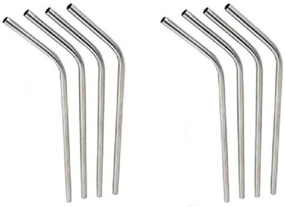 Iktu Bent Drinking Straw(Silver, Pack of 8)