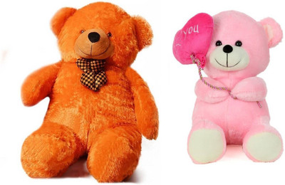 

THE HIGH THINKING TOYS Combo Offer Pack of Two Brown Teddy Bear 4 Feet & Pink Balloon Teddy Bear with I Love you heart 40 Cm - 120 cm(Brown, Pink)