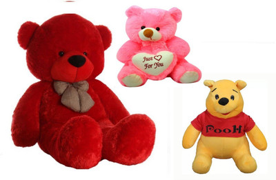 

Arvel 3 feet red teddy bear / cute pooh teddy bear /18 cm pink teddy bear /hug able teddy bear/ lovely valentine gift teddy bear/ high quality teddy bear / combo pack - 90.21 cm(Red, Pink, Yellow), Pink;red;yellow